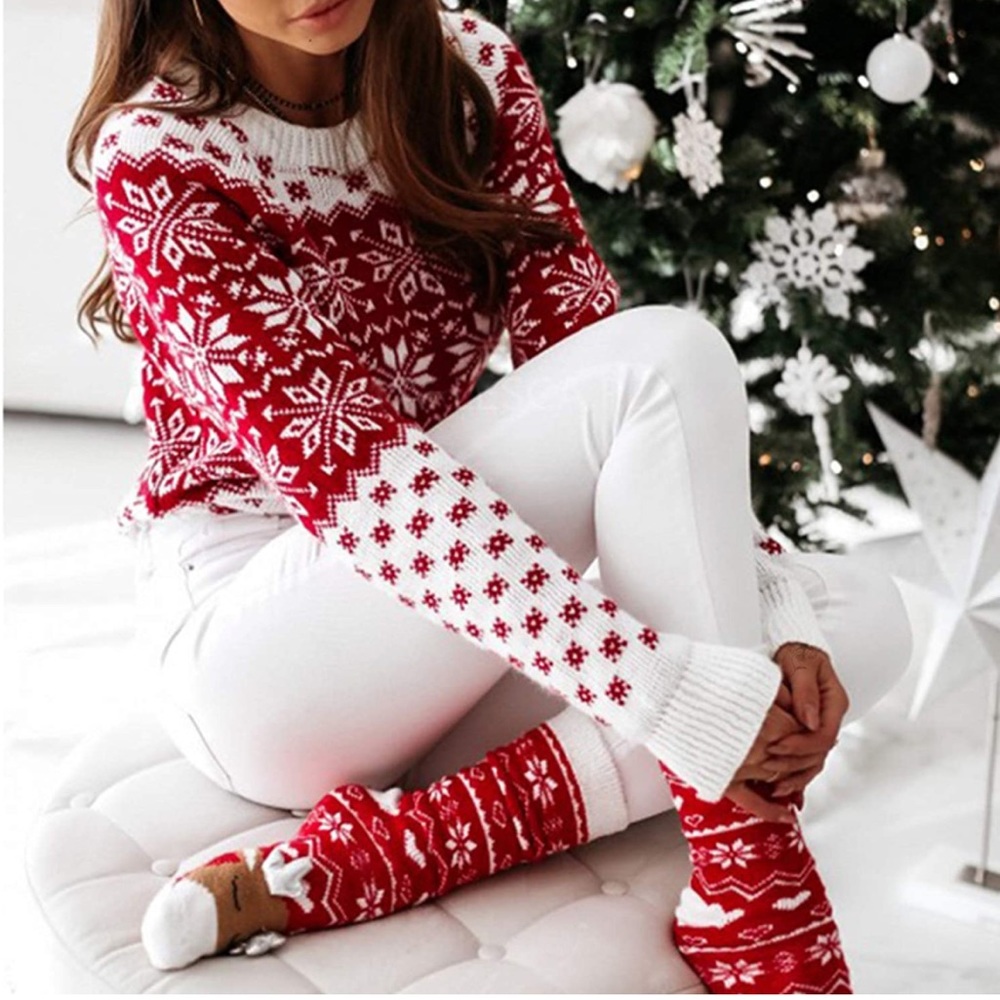 🎉❄️🎉HP🎉❄️🎉 EXLURA Red and White Snowflake Ugly Christmas Sweater - size XL - Picture 7 of 11